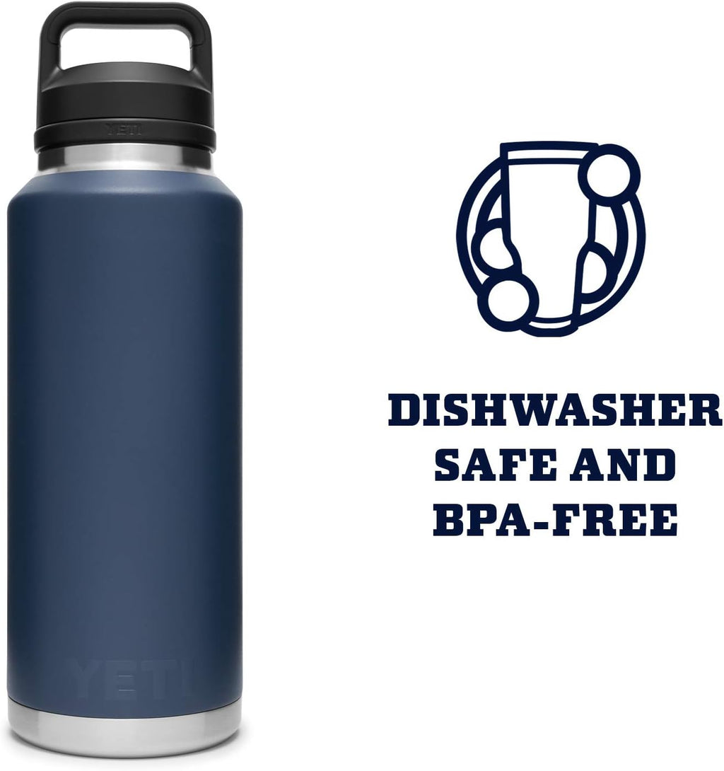 YETI Rambler 46 oz Bottle, Leakproof, Vacuum Insulated, Stainless Steel with Chug Cap, Navy