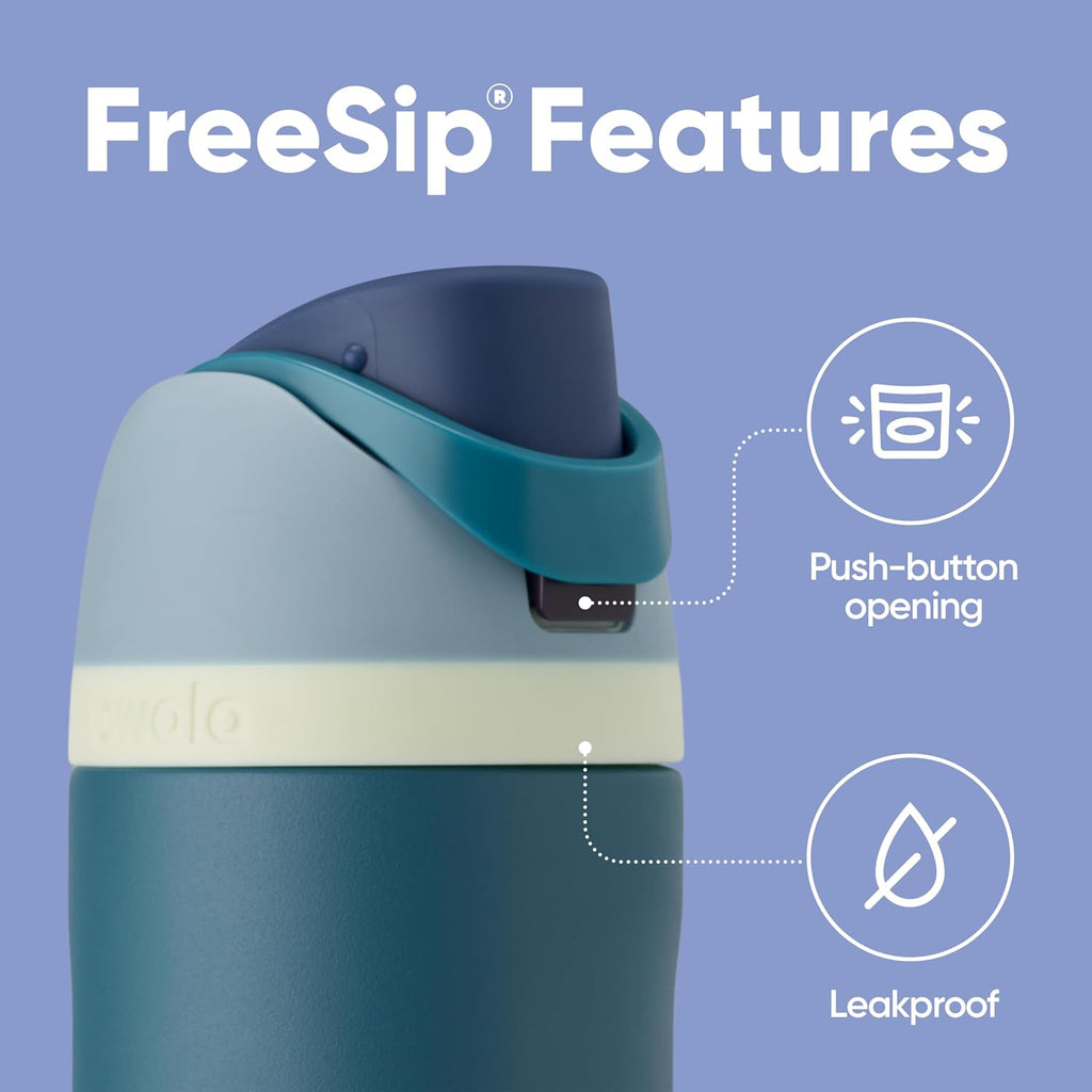 Owala FreeSip Insulated Stainless Steel Water Bottle with Straw, BPA-Free Sports Water Bottle, Great for Travel, 24 Oz, Denim,Pack of 15