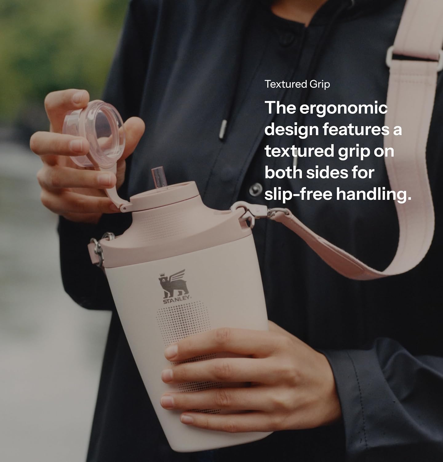 Stanley Cross Bottle 23 oz | Travel Water Bottle with Jacquard Strap | Leakproof Tritan Lid with Removable Straw | Insulated Stainless Steel | BPA-Free | Black